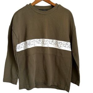MALLONI Sweatshirt size MEDIUM Brown khaki green color Face stitch design